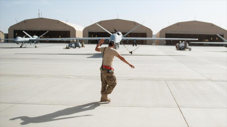 Un dron militar estadounidense MQ-9 Reapers en el aeródromo de Kandahar en Afganistán.