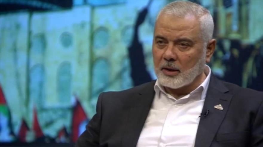 El jefe de la dirección política de HAMAS, Ismail Haniya, durante una entrevista con PressTV, 22 de junio de 2023.
