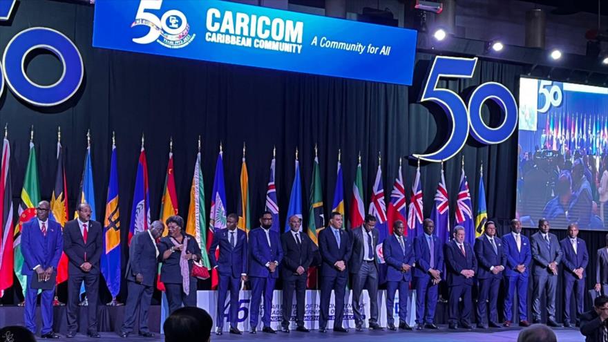 Representantes de los 15 estados miembros de Caricom durante la inauguración de la 45º cumbre en Trinidad y Tobago.