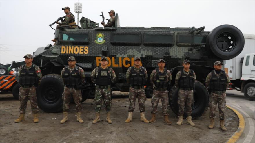 Integrantes de la Policía Nacional de Perú, en Lima, 10 de julio de 2023.