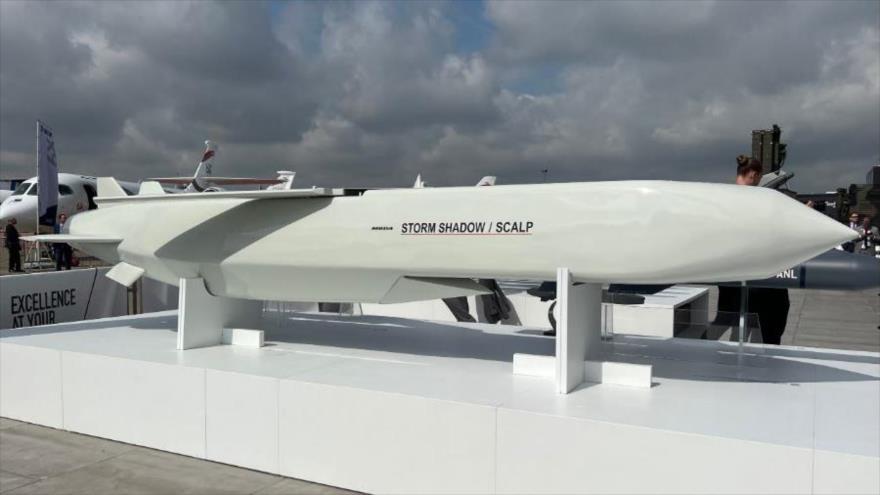 Un misil de largo alcance ‘Storm Shadow’ o SCALP fabricado por el Reino Unido y Francia.