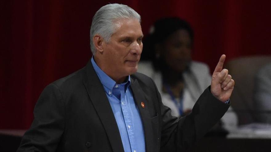 Presidente de Cuba, Miguel Díaz-Canel, en la clausura del Primer Periodo Ordinario de Sesiones de la Asamblea Nacional, en La Habana, 22 de julio de 2023.