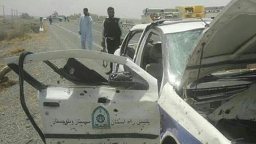 Patrulla de la policía, atacada por los terroristas en la provincia de Sistán y Baluchistán, en el sur de Irán, 23 de julio de 2023.