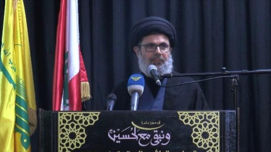 El jefe del Consejo Ejecutivo de Hezbolá, Seyed Hashem Safi al-Din, habla en un mitin.