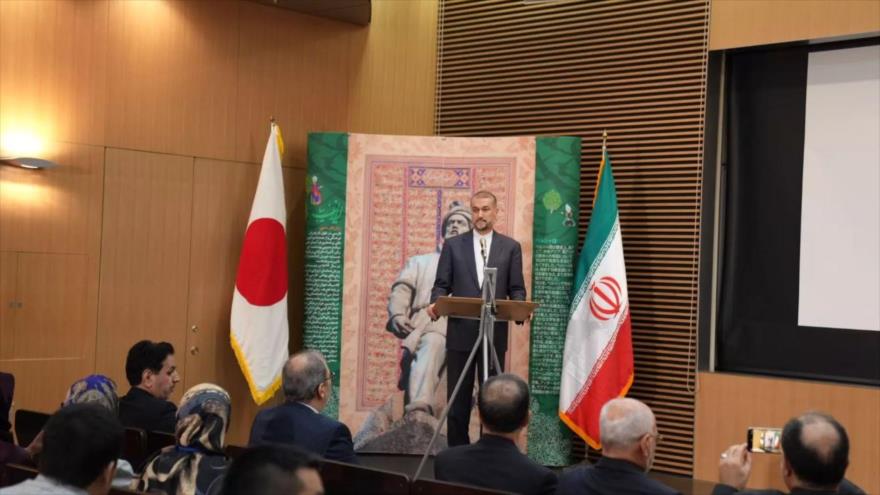 El canciller de Irán, Hosein Amir Abdolahian, en una rueda de prensa en Tokio, Japón, 7 de agosto de 2023. (Foto:mfa.gov.ir)
