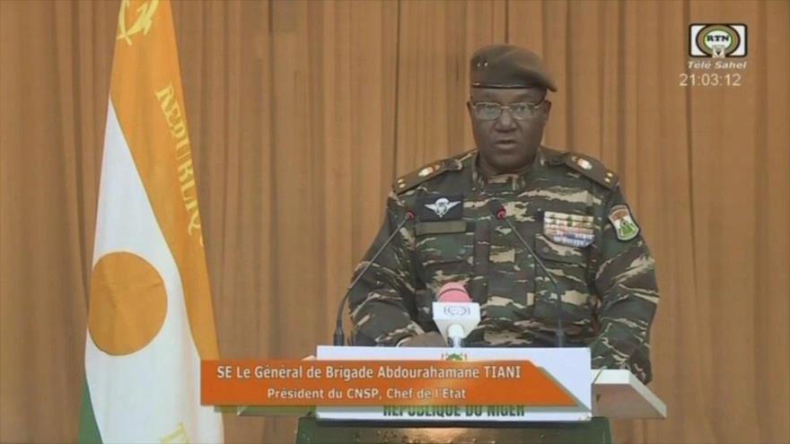El nuevo jefe militar de Níger, el general Abdourahamane Tiani, en un discurso televisado, 19 de agosto de 2023.
