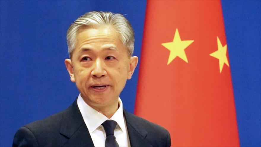 El portavoz de la Cancillería china, Wang Wenbin, asiste a una conferencia de prensa en Pekín, el 9 de junio de 2023. (Foto: Getty Images)