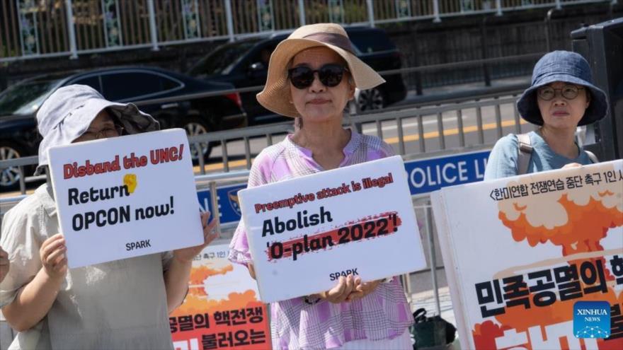 Activistas en Seúl claman por el cese de ejercicios EEUU-Corea del Sur | HISPANTV