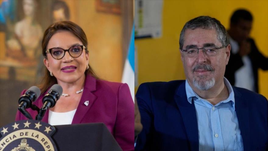 La presidenta de Honduras, Xiomara Castro, y el presidente electo de Guatemala, Bernardo Arévalo.