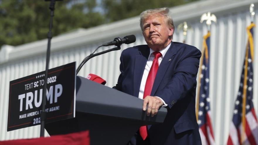 Expresidente de EE.UU., Donald Trump interviene en un mitin celebrado en Carolina del Sur, EE.UU., 25 de septiembre de 2023.