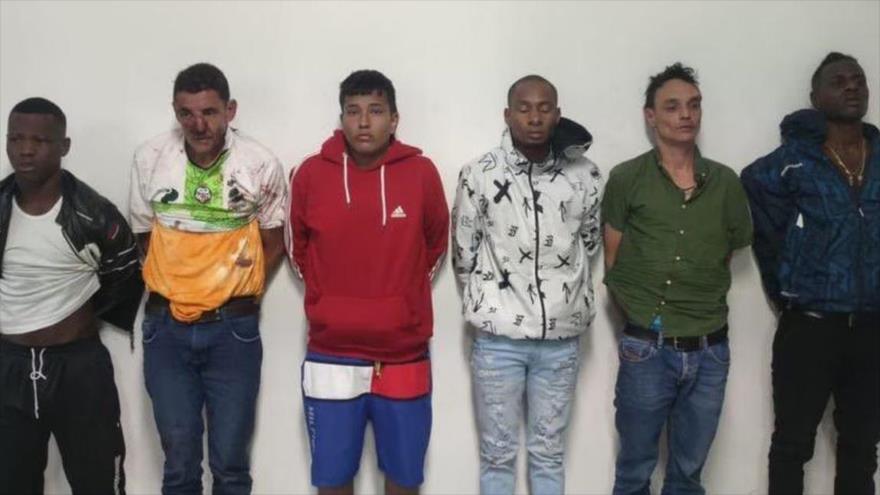 Los seis colombianos detenidos por su implicación en el asesinato del candidato ecuatoriano Fernando Villavicencio.