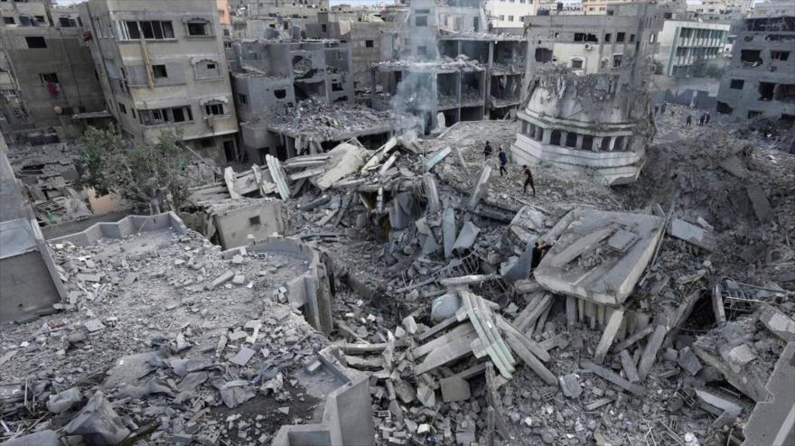 Edificios destruidos como consecuencia de los ataques aéreos israelíes en la Franja de Gaza, de octubre de 2023.
