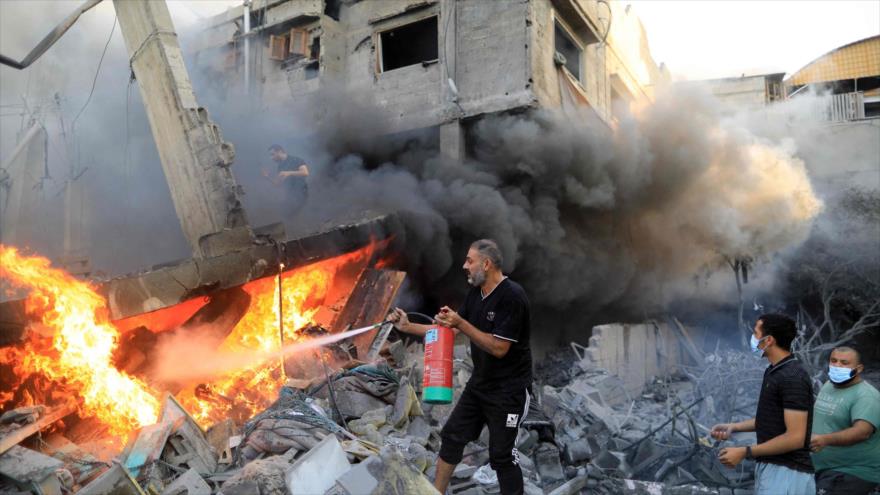 Las damnificaciones provocadas por los ataques israelíes en el sur de Gaza, octubre de 2023.