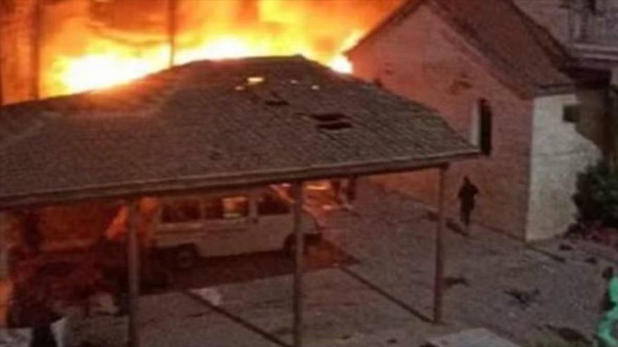 El momento del bombardeo israelí del hospital de Al-Ahli de Gaza, 17 de octubre de 2023.