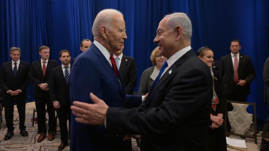 El primer ministro del régimen de Israel, Benjamín Netanyahu, y el presidente de Estados Unidos, Joe Biden, Nueva York, 20 de septiembre de 2023.
