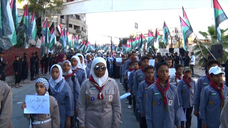 Se organiza una marcha masiva en Damasco para apoyar a Palestina