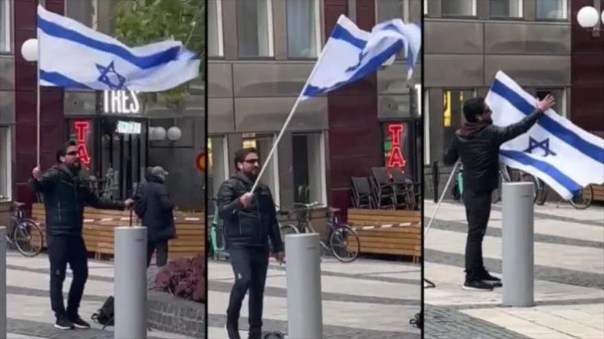 Vídeo: Infame blasfemador del Corán ondea bandera israelí en Estocolmo
