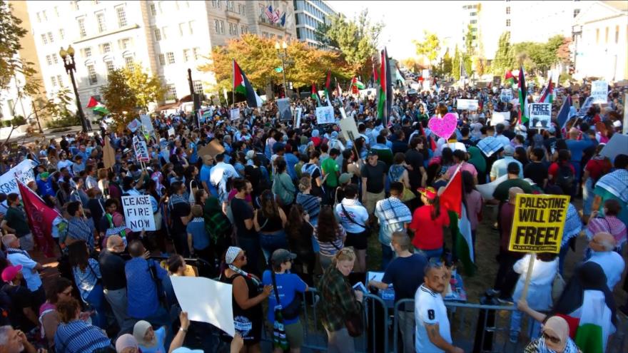 Miles de personas machan en Washington contra atrocidades israelíes