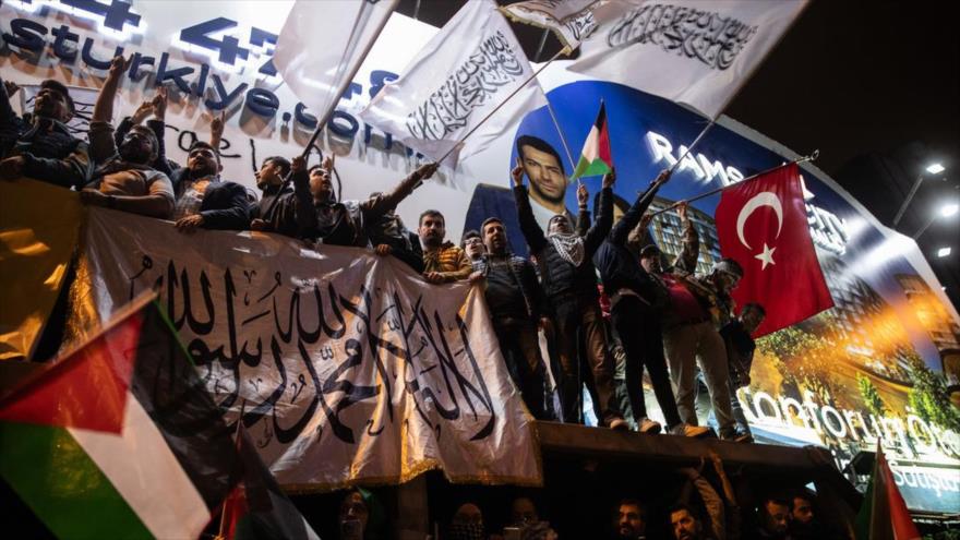 Manifestación en Turquía en contra de las atrocidades de Israel en la Franja de Gaza.