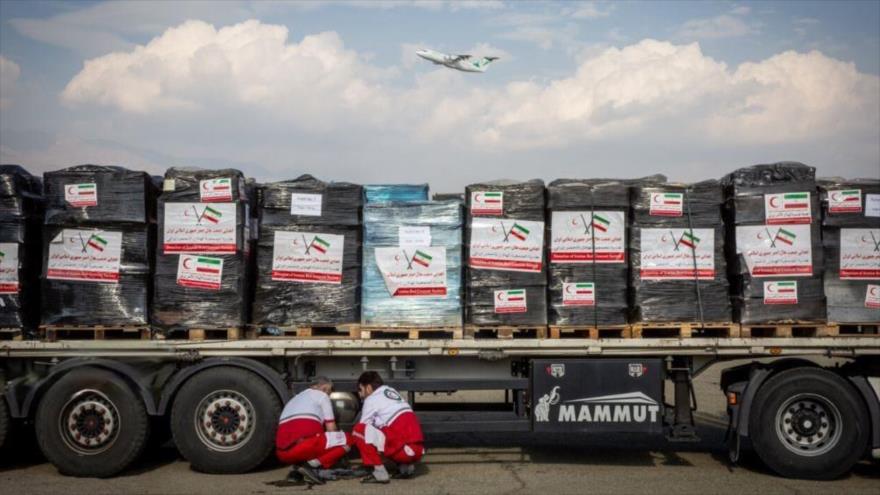 Un lote de la ayuda humanitaria de Irán para enviar a la Franja de Gaza, 20 de octubre de 2023.
