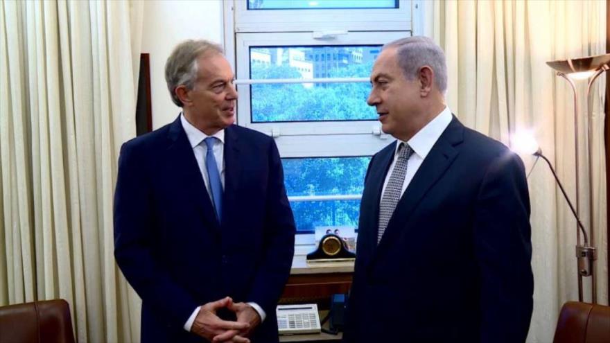 El expremier británico Tony Blair, junto al primer ministro israelí, Benjamín Netanyahu.