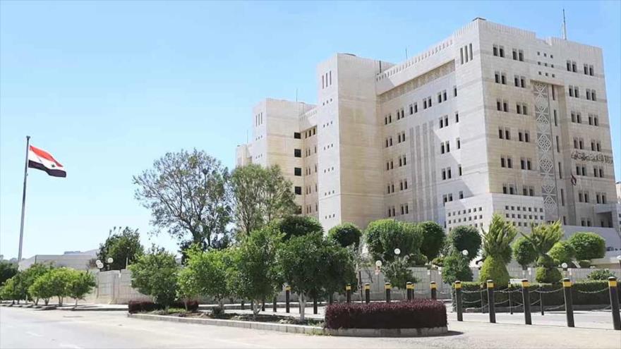 Fachada del Ministerio de Exteriores de Siria.