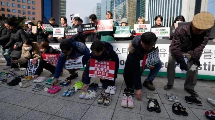 Activistas en Seúl exigen cese del genocidio israelí en Gaza
