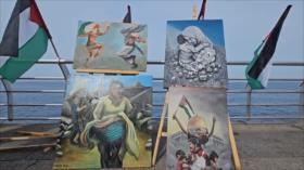 Artistas libaneses pintan por Gaza en un acto solidario