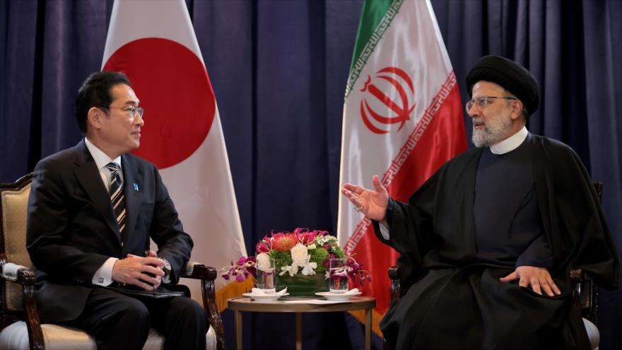 El presidente de Irán, Ebrahim Raisi, y el primer ministro de Japón, Fumio Kishida, en Nueva York, 20 de septiembre de 2023.