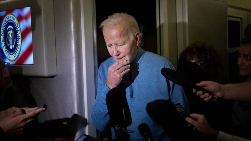 El presidente estadounidense Joe Biden habla con la prensa tras regresar de una visita a los territorios ocupados, 18 de octubre de 2023. (Foto: AFP)