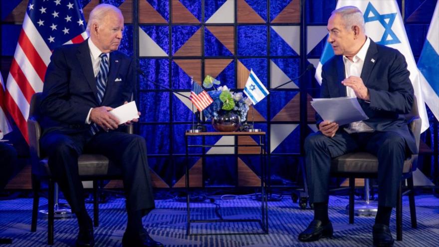 El presidente de EE.UU., Joe Biden (izda.), reunido con el premier israelí, Benjamín Netanyahu, en Tel Aviv, 18 de octubre de 2023. (Foto: Reuters)