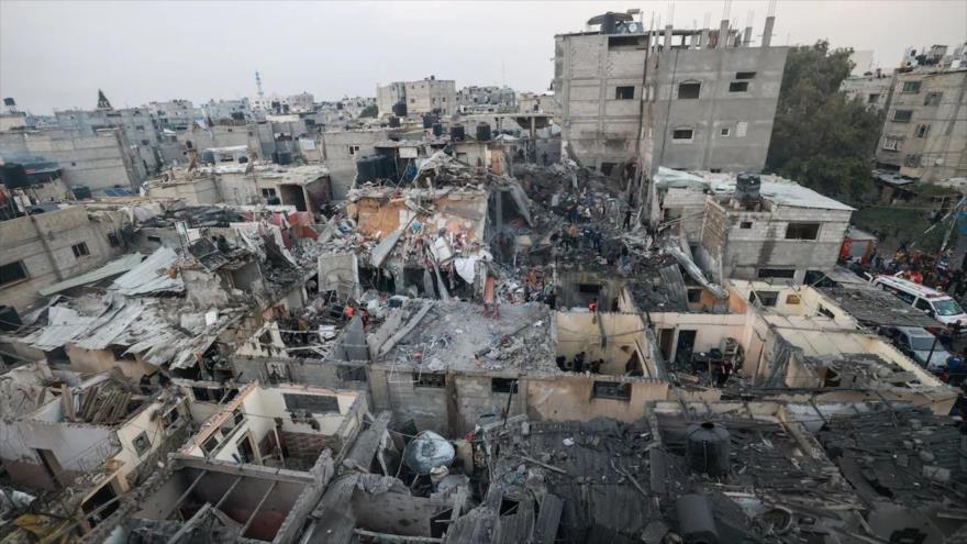 Una zona residencial en Gaza convertida en un campo de ruinas por los bombardeos brutales de Israel, noviembre de 2023. (Foto: AFP)