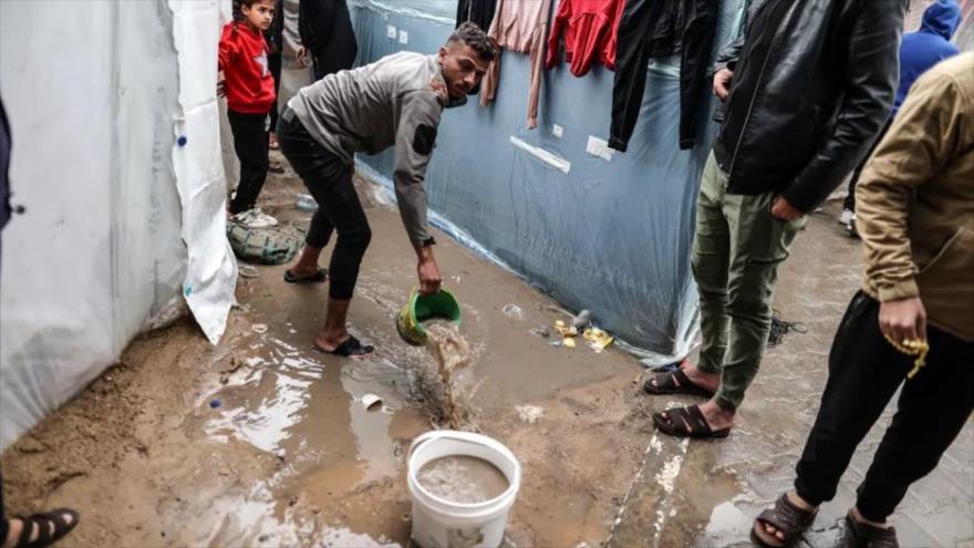 Vídeo trágico: palestinos lavan sus ropas con agua de lluvia en Gaza