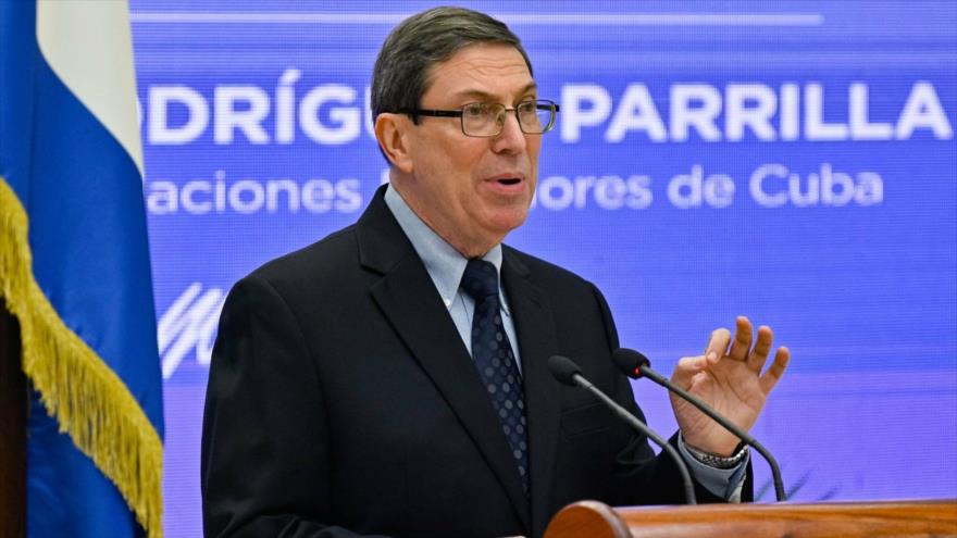El canciller cubano, Bruno Rodríguez, ofrece una conferencia de prensa en La Habana, 19 de octubre de 2023.