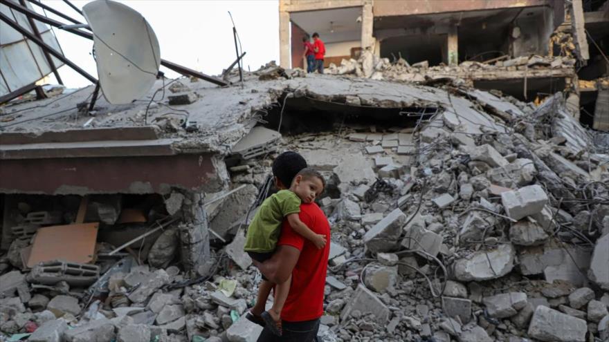 Viviendas palestinas destruidas en bombardeos israelíes en Gaza
