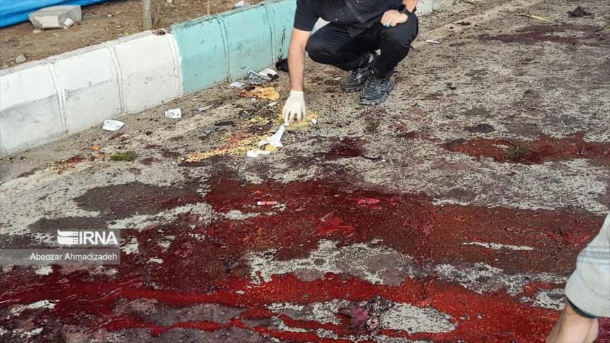La sangre derramada de la gente tras los atentados terroristas en Kerman, en el sur de Irán, 3 de enero de 2024. (Foto: IRNA)