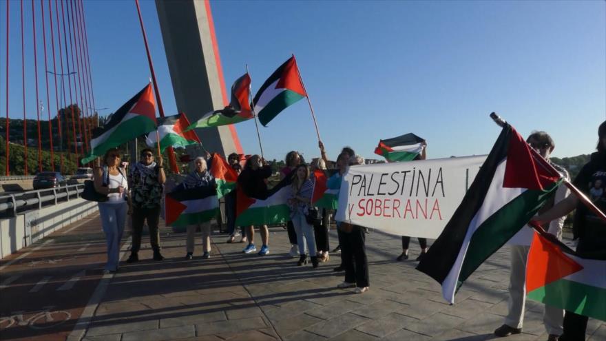 Chilenos realizan un banderazo en apoyo a Palestina