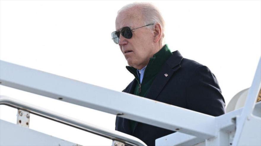 El presidente de EE.UU., Joe Biden, en el Aeropuerto Internacional del Valle Lehigh, en Pensilvania, 12 de enero de 2024. (Foto: AFP)