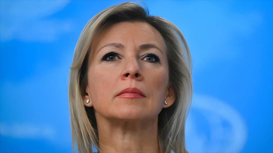 La portavoz de la Cancillería rusa, María Zajárova, asiste a la conferencia de prensa anual en Moscú, 18 de enero de 2024. (Foto: AFP)