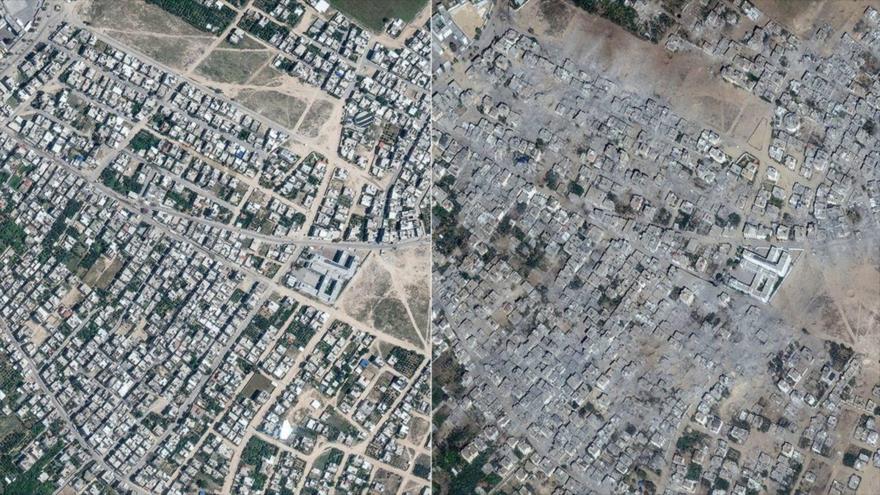 Las fotos satelitales publicadas a finales de octubre de 2023 por la compañía Maxar muestran la destrucción causada por los ataques israelíes contra Gaza.