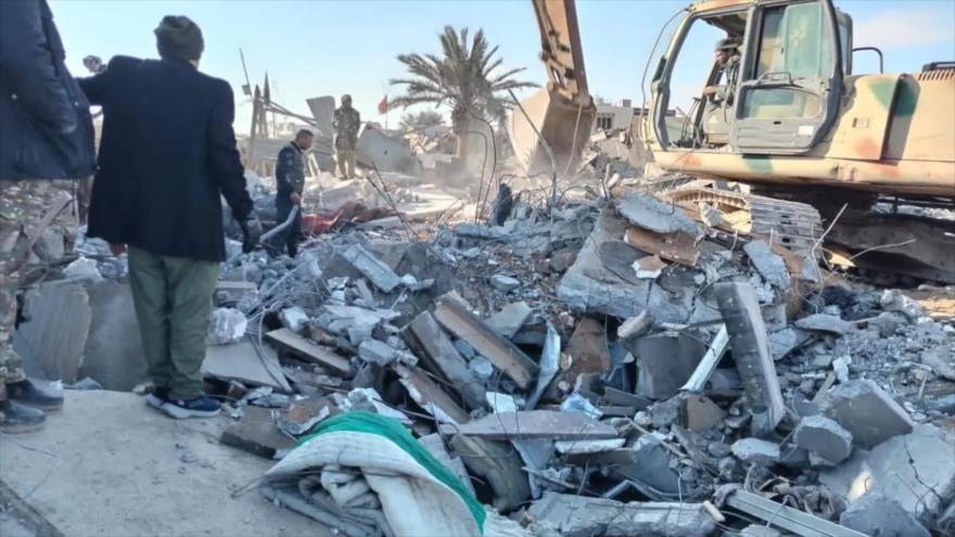 Un edificio destruido después del ataque aéreo de EE.UU. contra la sede las Unidades de Movilización Popular iraquí en Al-Anbar, 3 de febrero de 2024.