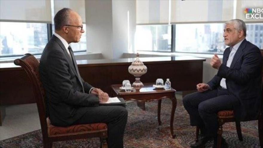 El representante permanente de Irán ante la ONU, Amir Said Iravani, en una entrevista concedida a la cadena estadounidense NBC.