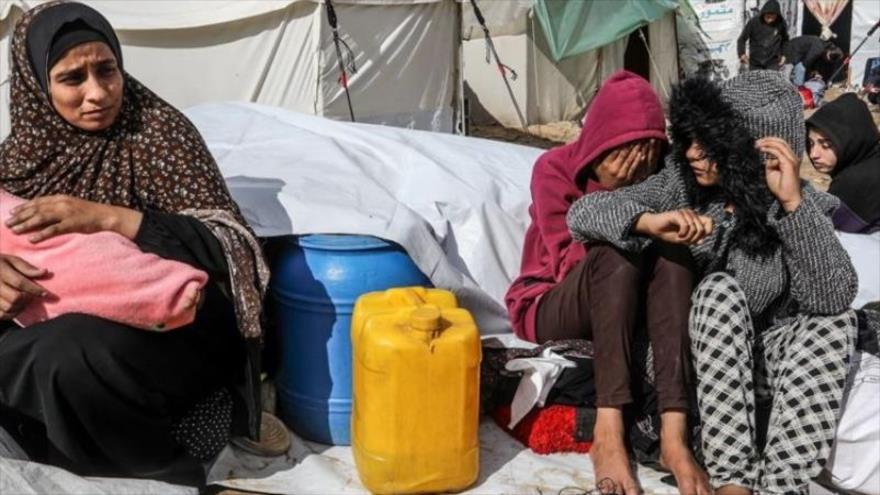 Las familias palestinas que huyeron de sus hogares debido a los ataques israelíes y se refugiaron en la ciudad de Rafah.15 de febrero de 2024.