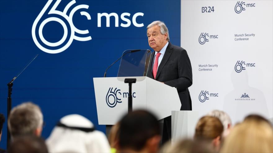 El secretario general de la ONU, António Guterres, en la apertura de la 60ª Conferencia de Seguridad de Múnich, Alemania, el 16 de febrero de 2024. (Foto: EFE)