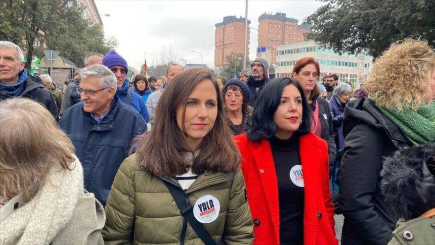 Ione Bellara, secretaria general de Podemos, en una marcha pro-Palestina.