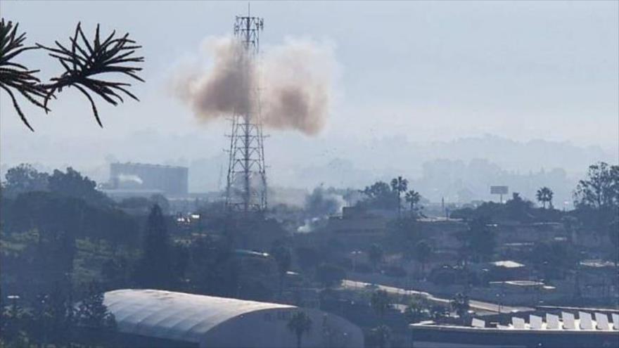Instalaciones de una base militar del ejército israelí en Kiryat Shmona, atacada desde el sur de El Líbano, 22 de febrero de 2024. (Foto: Al Manar)