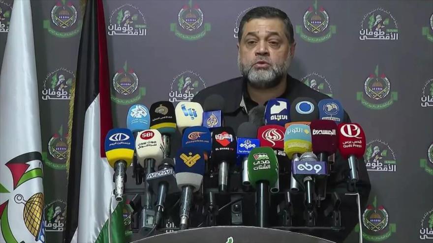 Un alto funcionario de HAMAS, Osama Hamdan, da un discurso, 24 de febrero.