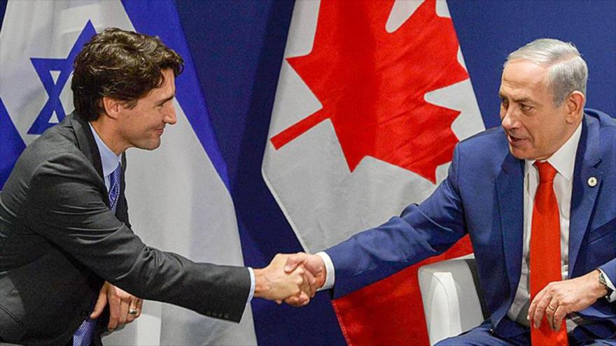 El primer ministro de Canadá, Justin Trudeau (izquierda), junto a su homólogo israelí Benjamín Netanyahu.