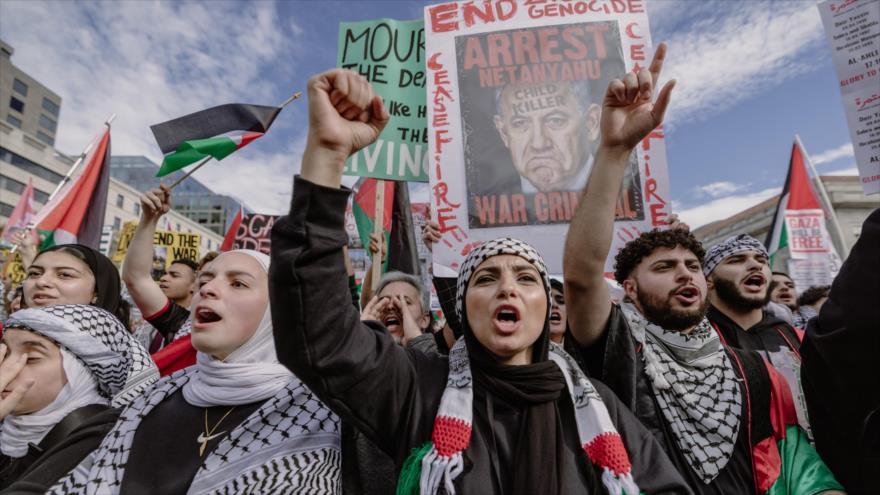 Manifestantes en apoyo de los palestinos en Washington, 4 de noviembre de 2023. (Foto: Middle East Images)