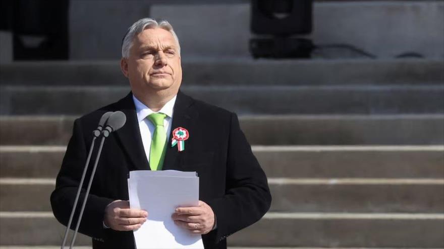 El premier húngaro, Victor Orban, ofrece un discurso en Budapest, la capital, 15 de marzo de 2024. (Foto: Reuters)